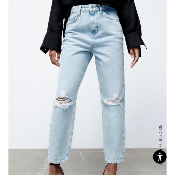 ZARA Ripped Mom Fit Jeans - Picture 1 of 10